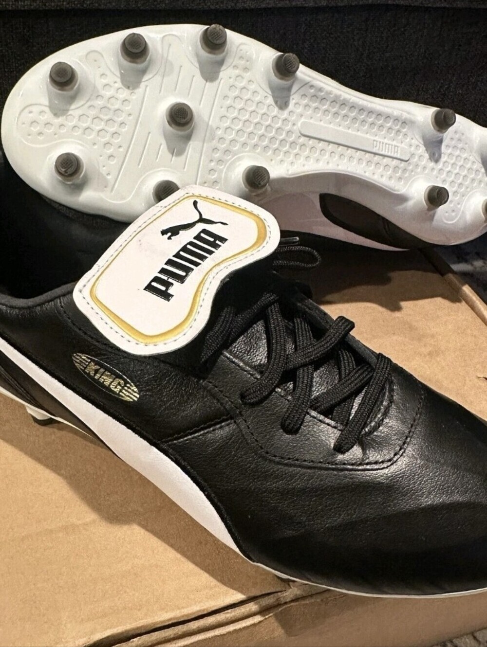 👟New PUMA 105607-01 KING TOP FG Puma Black/White Size 13 US